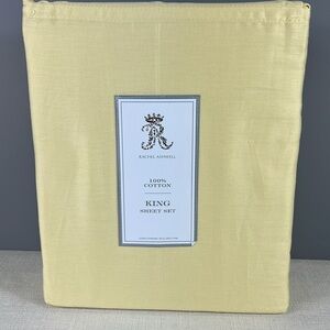 Rachel Ashwell King Sheet Set Yellow 100% Cotton Spring Summer 4 pc Set NEW